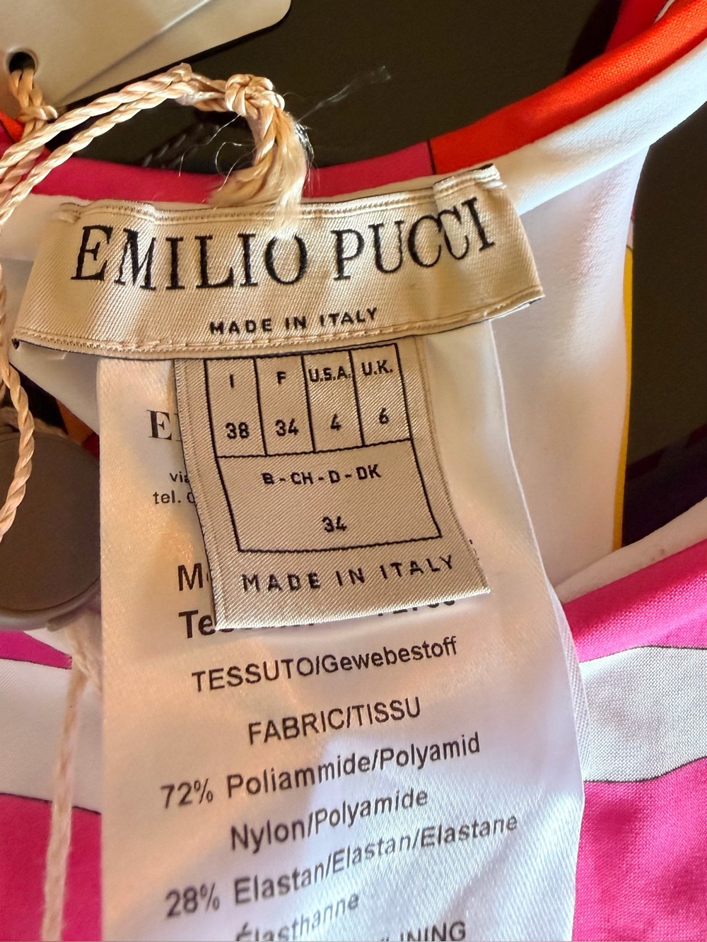 EMILIO PUCCI - Pink Orange Yellow Swirl Racerback Crop Top - Picture 6 of 10